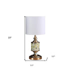23" Gold Bedside Table Lamp With White Drum Shade