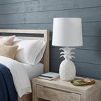 17" White Pineapple Table Lamp With Empire Shade