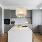 Primo Gold Finish Ceiling Lamp with Crystal Accents and White Shade