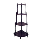 39" Brown Wood Four Tier Corner Bookcase
