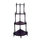 39" Brown Wood Four Tier Corner Bookcase