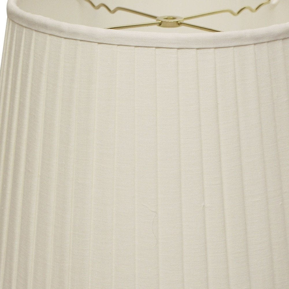 16" White Linen Lampshade with Side Pleats