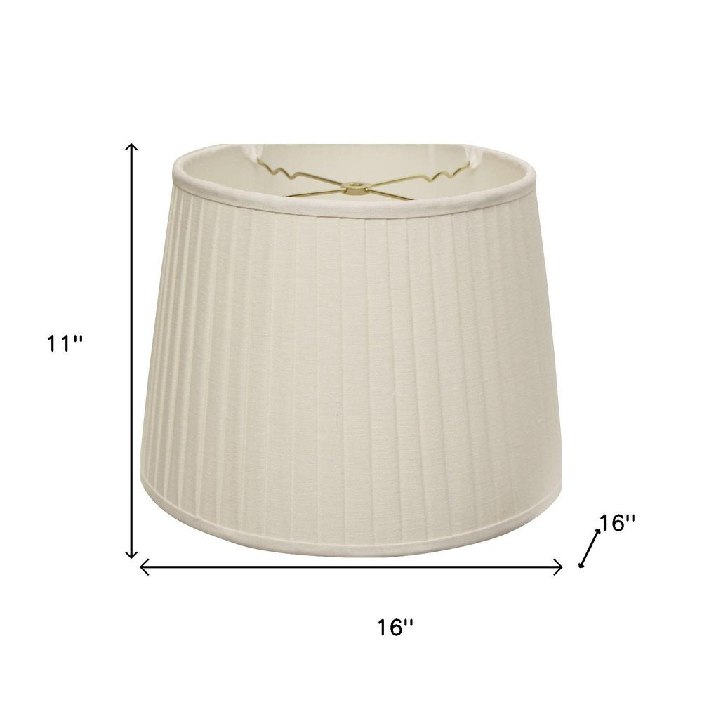 16" White Linen Lampshade with Side Pleats