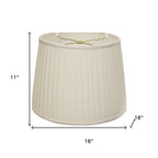 16" White Linen Lampshade with Side Pleats