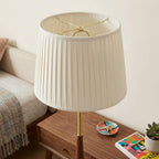 16" White Linen Lampshade with Side Pleats