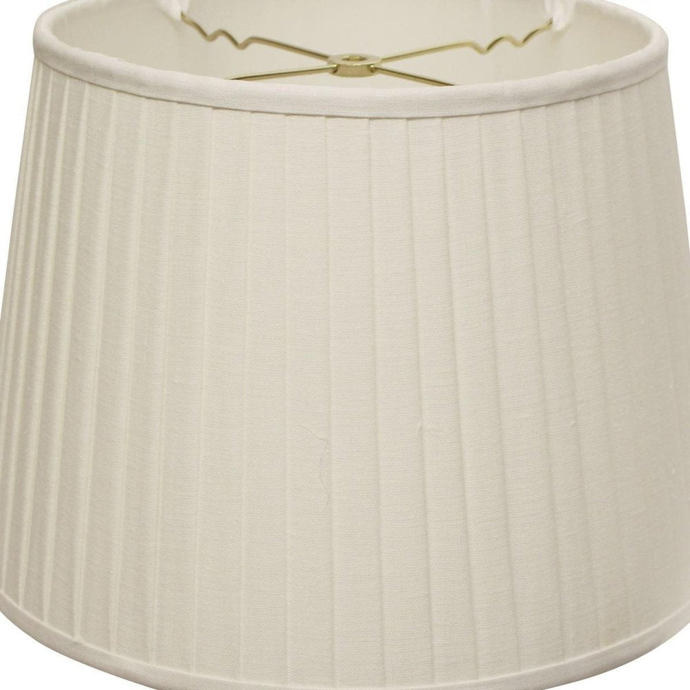 16" White Linen Lampshade with Side Pleats