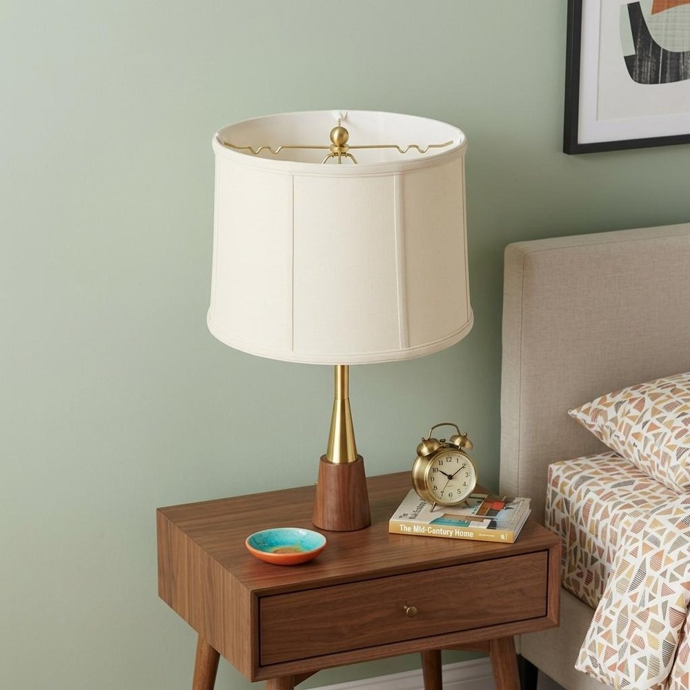 17" Off White Throwback Drum Linen Lampshade