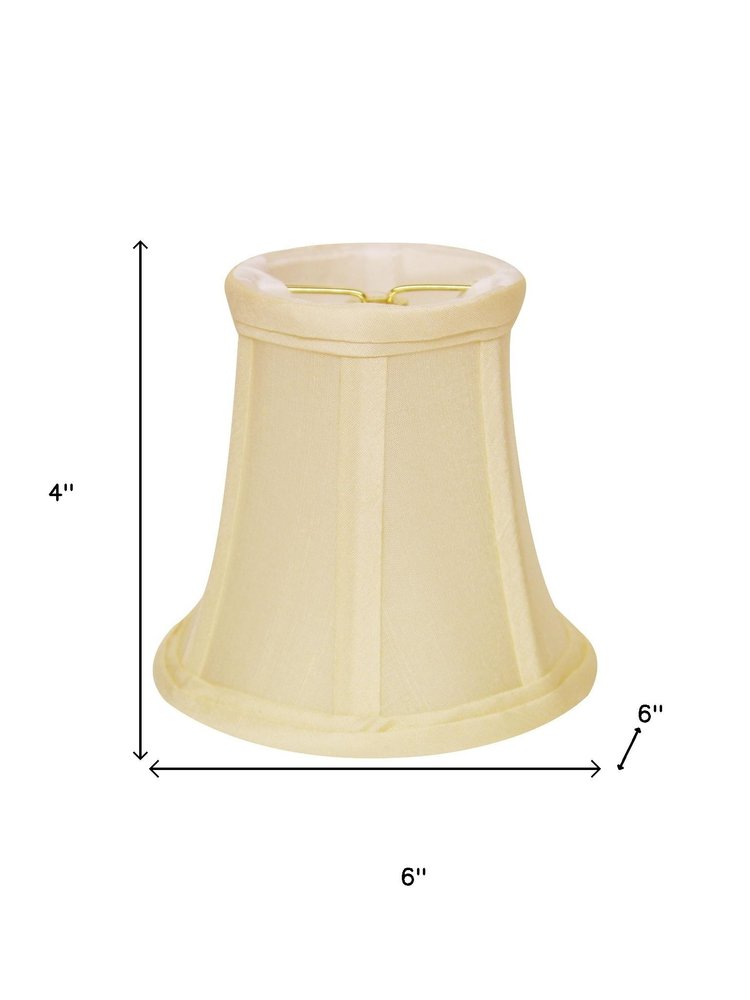 6" Ivory Slanted Set of 6 Chandelier Dupioni Lampshades