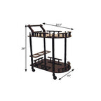 24" Dark Brown Rolling Bar Cart