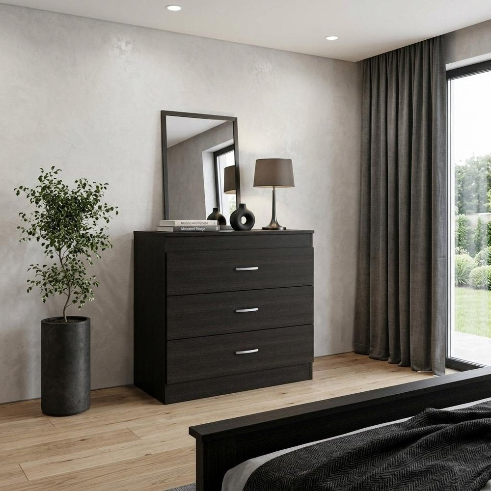 29" Light Gray and White Three Drawer Dresser