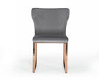 Gray and Gold Upholstered Fabric Wing Back Dining Side Chair