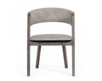 Set of Two Gray and Brown Upholstered Fabric Dining Arm Chairs