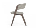 Set of Two Gray and Brown Upholstered Fabric Dining Arm Chairs