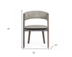 Set of Two Gray and Brown Upholstered Fabric Dining Arm Chairs