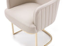 Gray and Gold Upholstered Fabric Dining Arm Chair