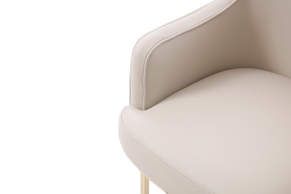 Gray and Gold Upholstered Fabric Dining Arm Chair