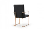 Black and Gold Upholstered Fabric Dining Arm Chair