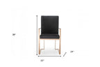 Black and Gold Upholstered Fabric Dining Arm Chair