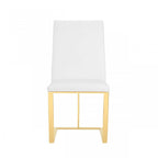 White and Gold Upholstered Faux Leather Dining Side Chair