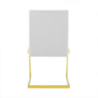 Set of Two White and Gold Upholstered Faux Leather Dining Side Chairs