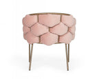 Pink and Brass Upholstered Fabric Dining Arm Chair