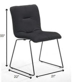 Set of Two Gray and Black Upholstered Fabric Dining Side Chairs