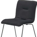 Set of Two Gray and Black Upholstered Fabric Dining Side Chairs