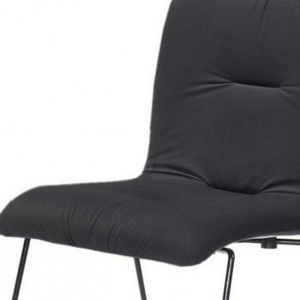 Set of Two Gray and Black Upholstered Fabric Dining Side Chairs
