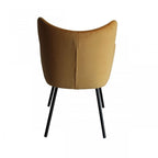 Yellow and Black Upholstered Velvet Wing Back Dining Arm Chair