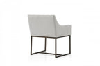 Beige and Antiqued Brass Upholstered Fabric Dining Arm Chair