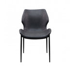 Set of Two Gray and Black Upholstered Faux Leather Wing Back Dining Side Chairs