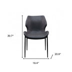 Set of Two Gray and Black Upholstered Faux Leather Wing Back Dining Side Chairs