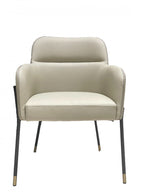 Gray and Black Upholstered Faux Leather Slat Back Dining Arm Chair