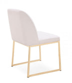 Set of Two White and Gold Upholstered Fabric Wing Back Dining Side Chairs