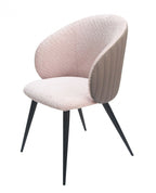 Cream and Black Upholstered Fabric Wing Back Dining Arm Chair