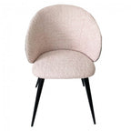 Cream and Black Upholstered Fabric Wing Back Dining Arm Chair