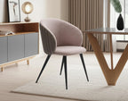 Cream and Black Upholstered Fabric Wing Back Dining Arm Chair