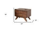 18" Wood and Solid Wood Two Drawer Nightstand