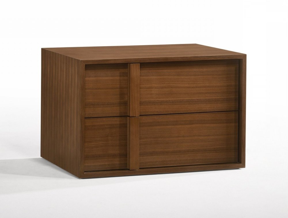 19" Solid Wood and Wood Two Drawer Nightstand