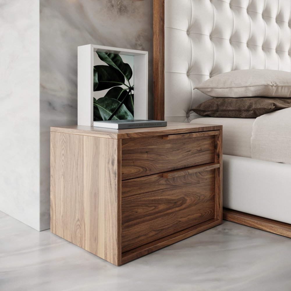 18" Wood Two Drawer Nightstand