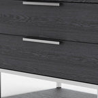 22" Gray Two Drawers Solid Wood Nightstand