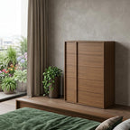 36" Walnut Brown Wood Contemporary Five Drawer Dresser