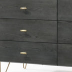 51" Gray Wood Six Drawer Double Dresser