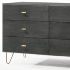 51" Gray Wood Six Drawer Double Dresser