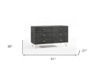 51" Gray Wood Six Drawer Double Dresser