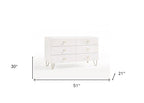 51" White Wood Six Drawer Double Dresser
