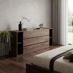 63" Walnut Solid Wood Six Drawer Double Dresser
