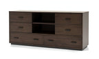 63" Dark Brown Wood Six Drawer Double Dresser