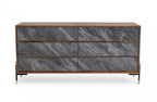 30" Walnut And Grey Manufactured Wood Five Drawer Chest