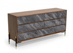 30" Walnut And Grey Manufactured Wood Five Drawer Chest